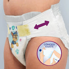 Dodot Pañales Bebé Activity, Talla 3 (6-10 kg), 168 Pañales, Hasta 12h de Protección Antifugas y Ajuste, Pack Mensual