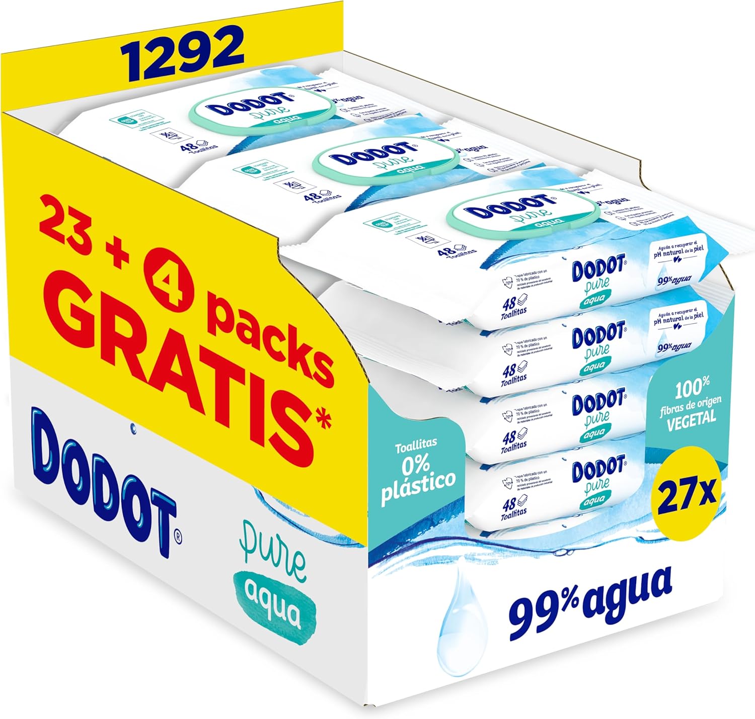 Dodot Aqua Pure Baby Wipes, 1,296 Wipes, Helps Restore Skin's Natural PH, 99% Water