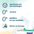 Dodot Toallitas Pure Cuida & Protege Para Bebé, 792 Toallitas (18 Packs De 44 Unidades), Ayuda a restaurar el pH natural de la piel, 99 Agua, Sin plástico