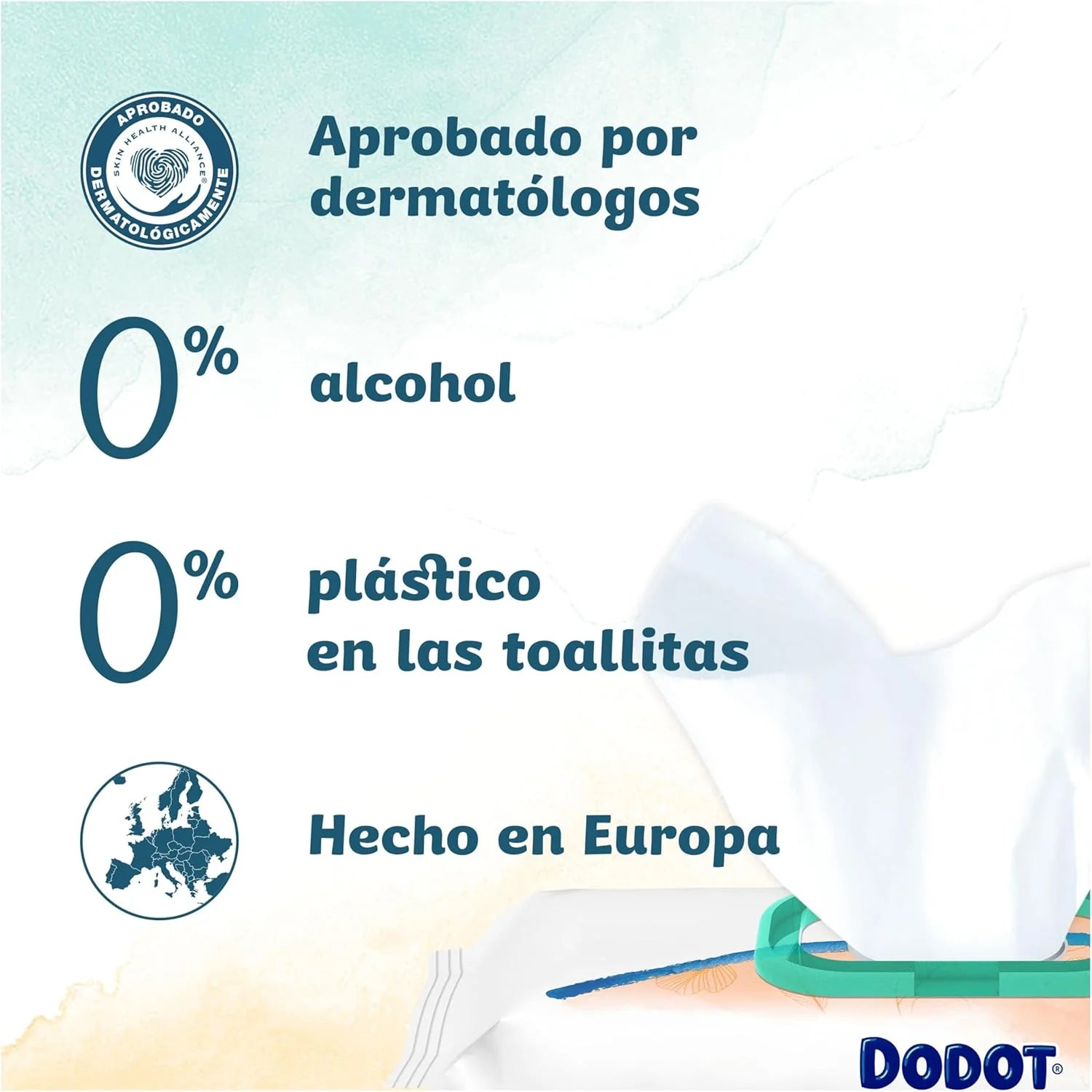 Dodot Toallitas Pure Cuida & Protege Para Bebé, 792 Toallitas (18 Packs De 44 Unidades), Ayuda a restaurar el pH natural de la piel, 99 Agua, Sin plástico
