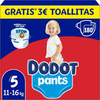 Dodot Baby Pants Diapers, Size 5, 12-17 kg, 180 Diapers, 360° Adjustment Anti-Leak Diaper, Monthly Pack