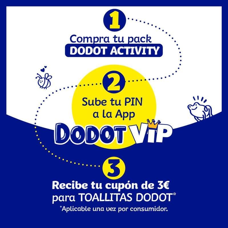 Dodot Pañales Bebé Activity, Talla 3 (6-10 kg), 168 Pañales, Hasta 12h de Protección Antifugas y Ajuste, Pack Mensual