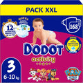 Dodot Pañales Bebé Activity, Talla 3 (6-10 kg), 168 Pañales, Hasta 12h de Protección Antifugas y Ajuste, Pack Mensual