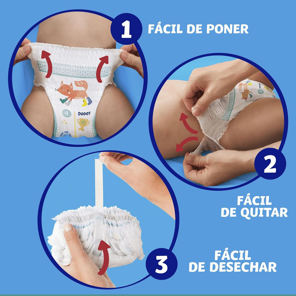 Dodot Nappy Activity Pants Size 4 (9-15 kg), 86 Nappies + Gift of 1 Pack of 40 Wipes, with 360 Adjustment Anti-Leak Extra Soft